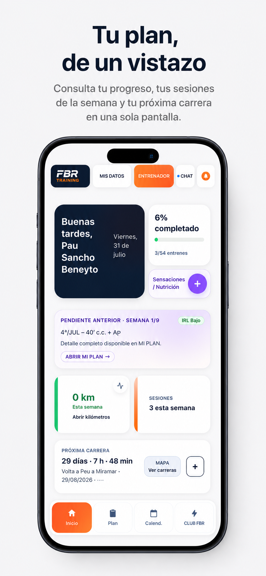 Panel de inicio de la aplicaci&oacute;n FBR
